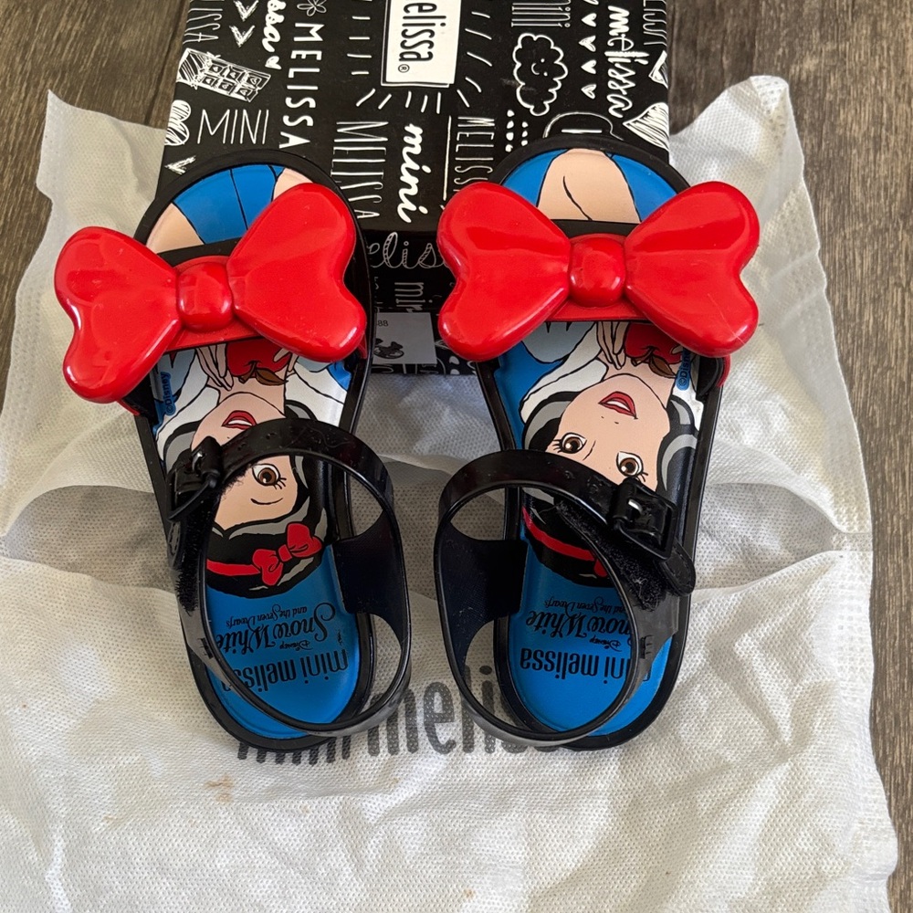 Mini Melissa Kids' Sandals - Red Bow and Black Straps